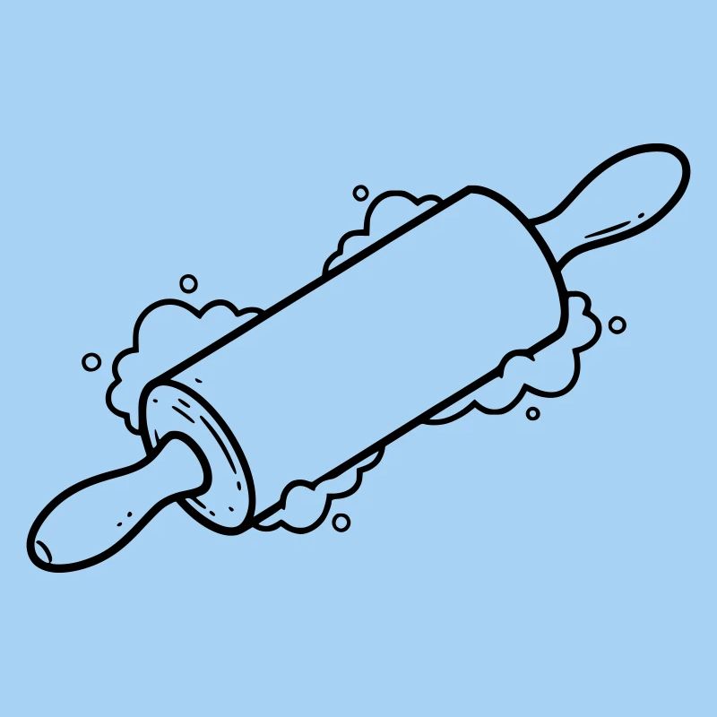 Rolling Pin Baking Roll Flour Outline