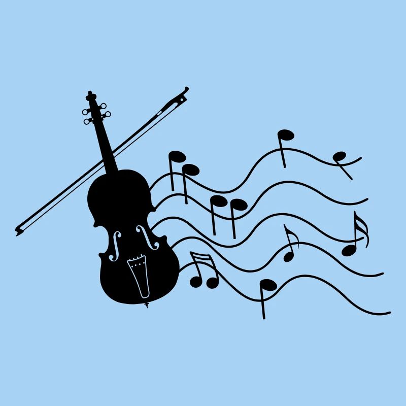 Violin with music notes shadow image,