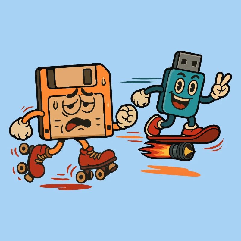 Floppy Disk vs USB Drive Sarcastic 80s Joke