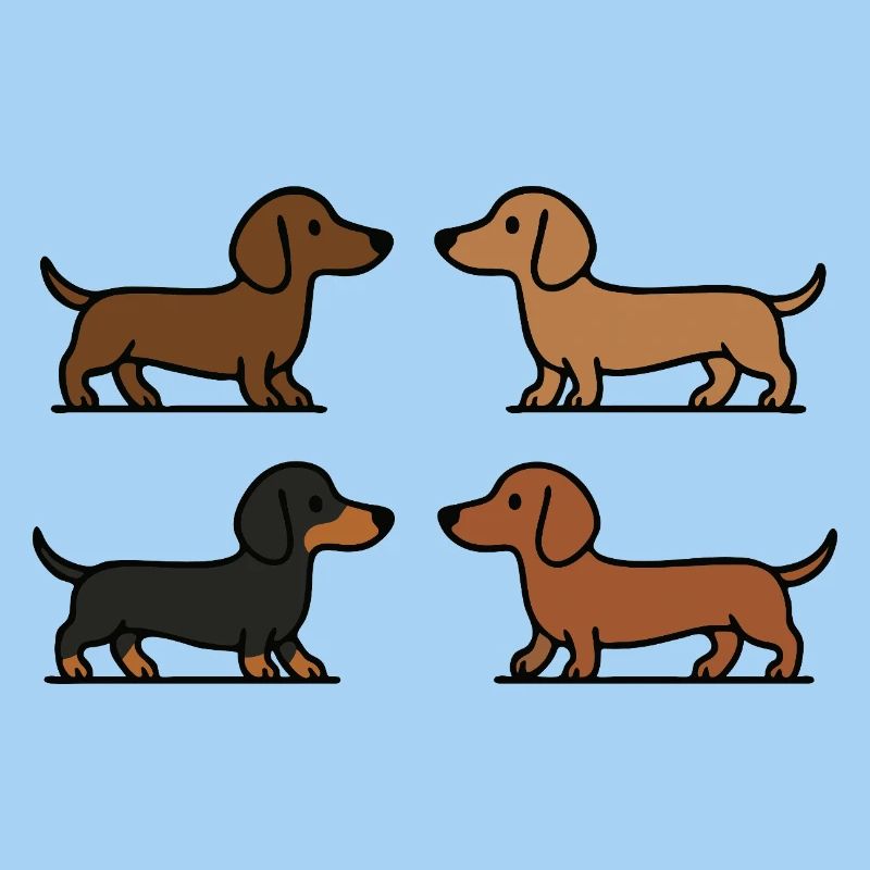 Illustration de chien teckel mignon style minimaliste