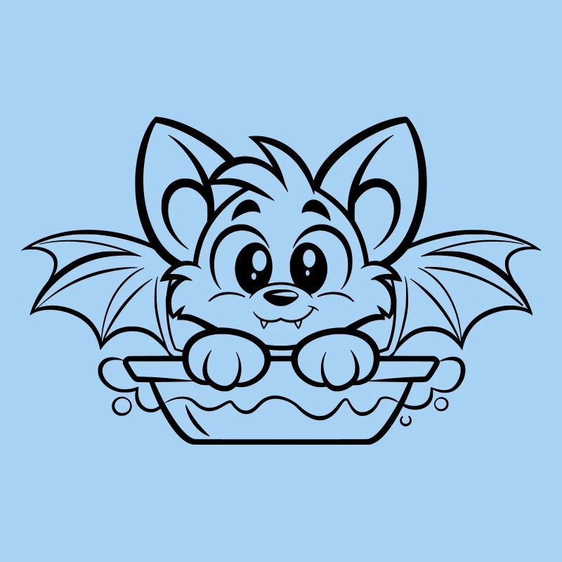 Cute bat in the bathtub