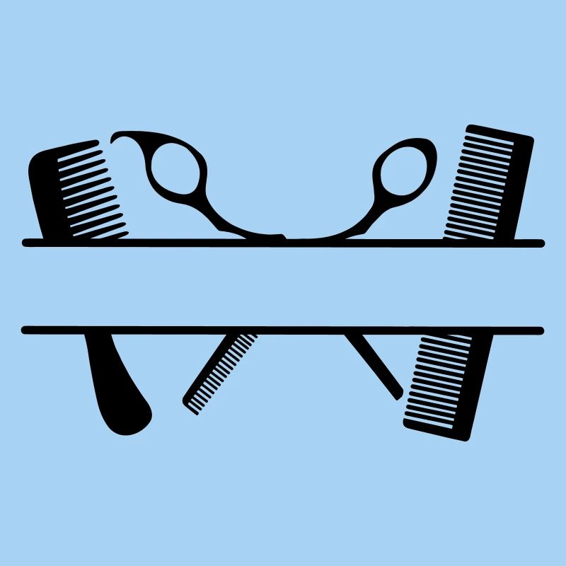 Two combs and scissors text banner