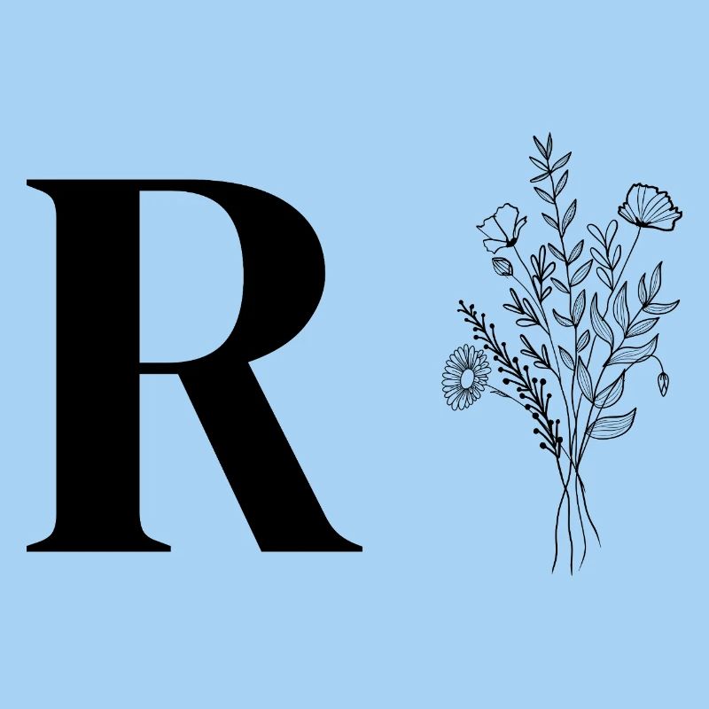 Lette R fleurs minimalistes