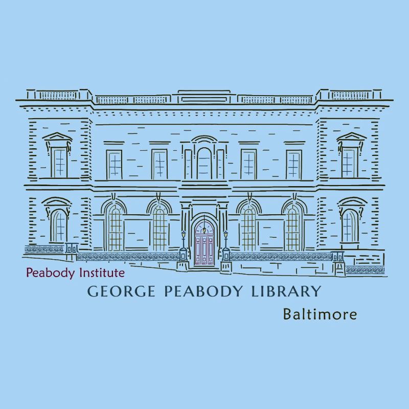 Baltimore, dessin à la main Bibliothèque George Peabody