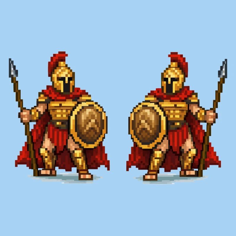 Double Gladiator Pixel Art