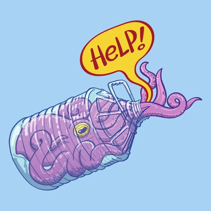 Octopus inside plastic bottle asking for help