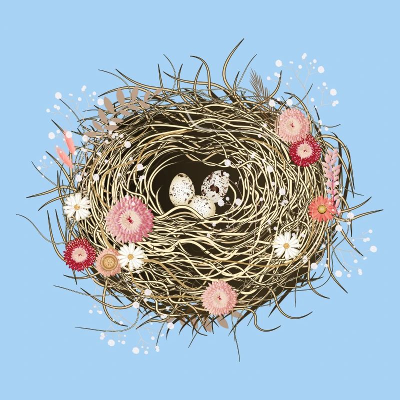 Bird's Nest or Easter Basket with Dried Flowers