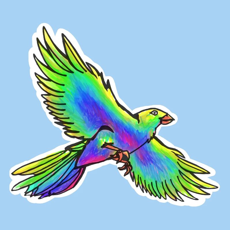 Oiseau de paradis (jaune-vert-bleu)