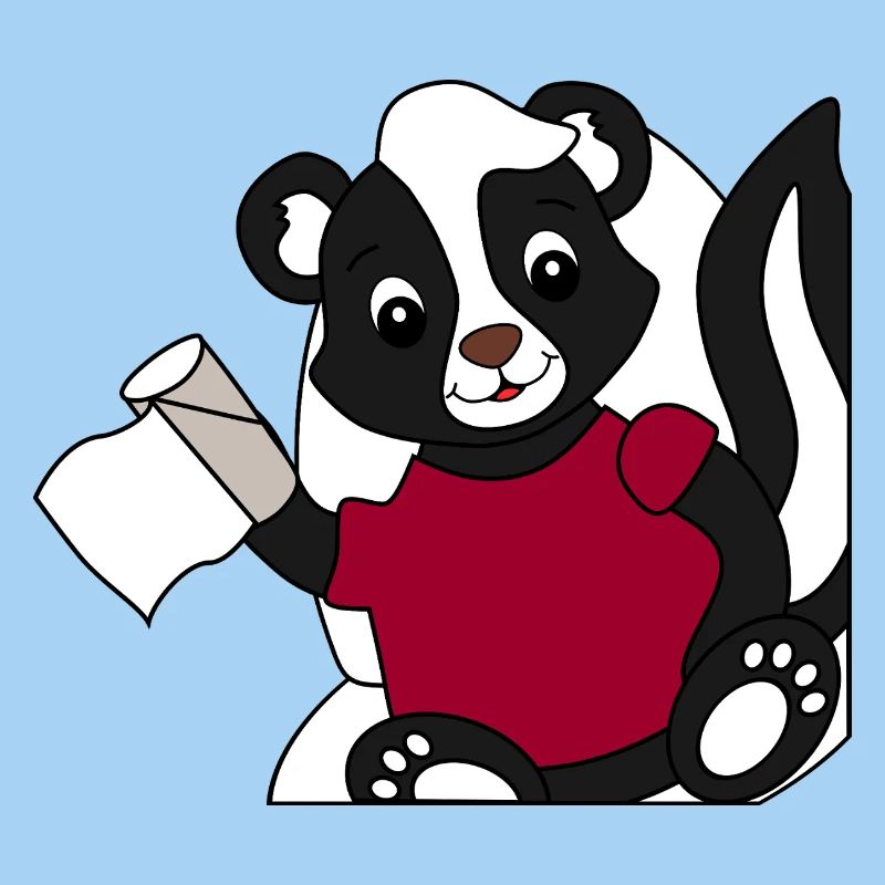 Skunk Pixie on toilet