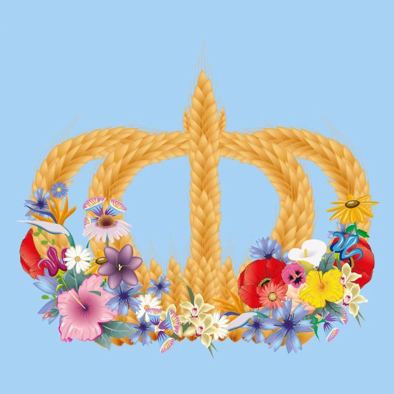 Couronne de blé avec des fleurs – symbole de la nature et de la récolte