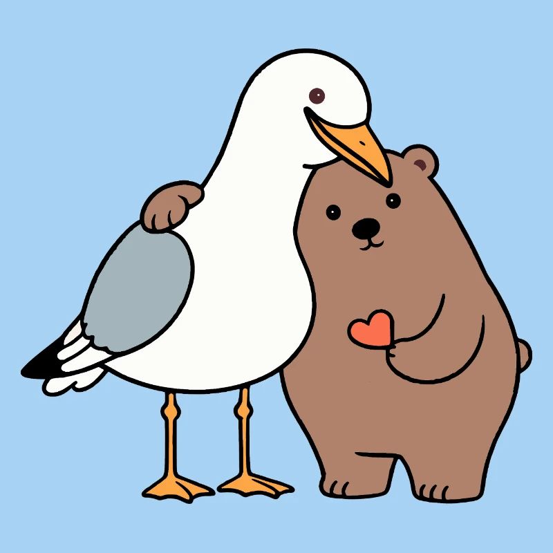 Nordsee Möwe Braun Bär Freundschaft Liebe anlehnen
