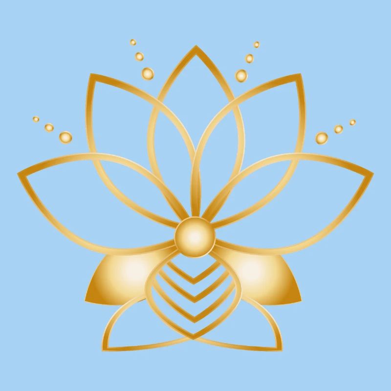 Symbole fleur stylisée dorée minimaliste
