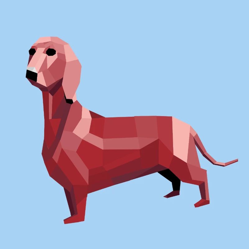 Dackel low poly rot
