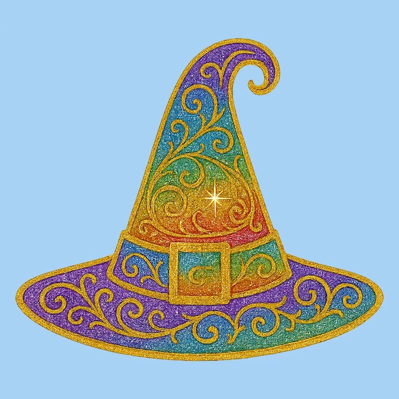 Regenbogen Glitzer Hexenhut