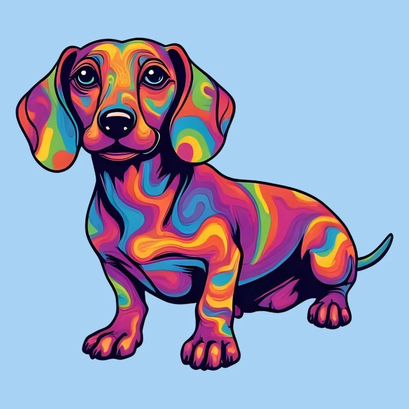 Teckel psychédélique Explosion de couleurs Pop Art