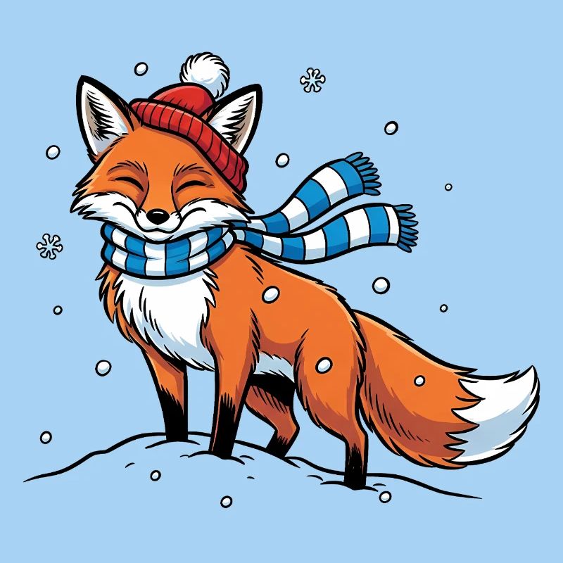 Renard d’hiver avec écharpe