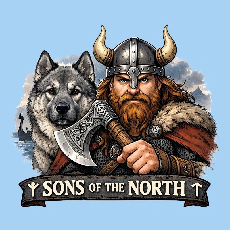 Wikinger mit einem Jagdhund