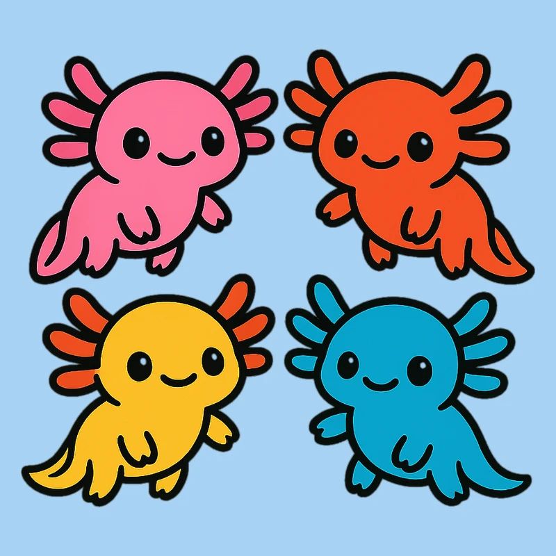 Mignonne Axolotl Couleurs Colorées Design mignon