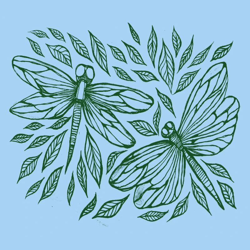Libellules et feuilles Botanique