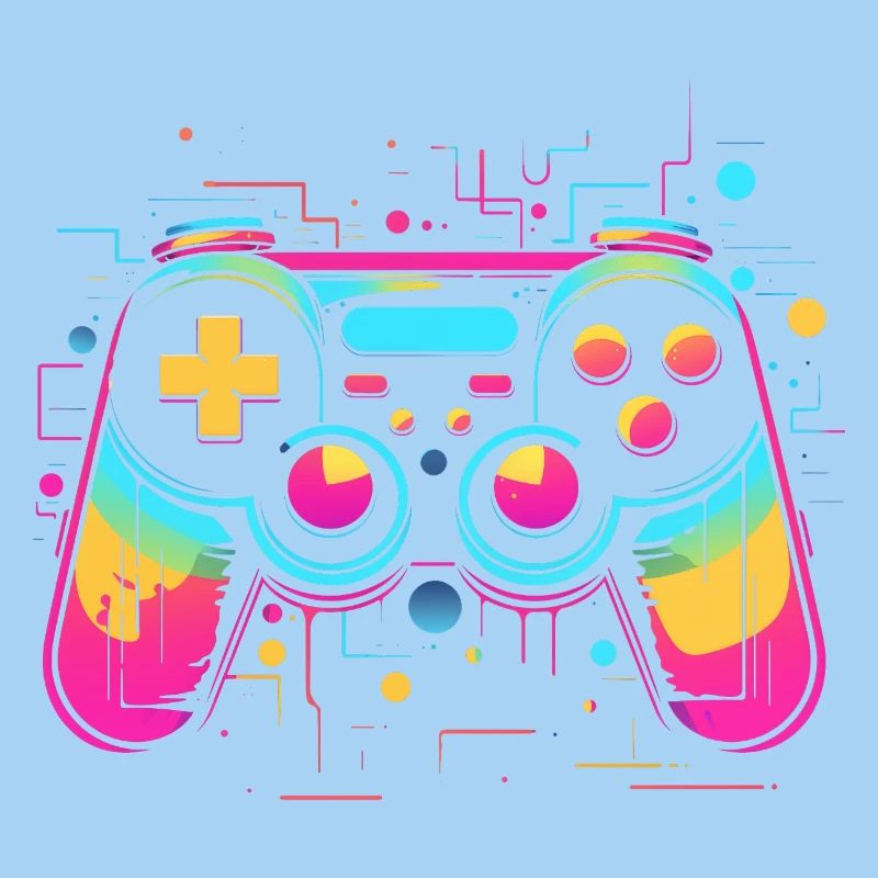 Game Controller Retrowave Look