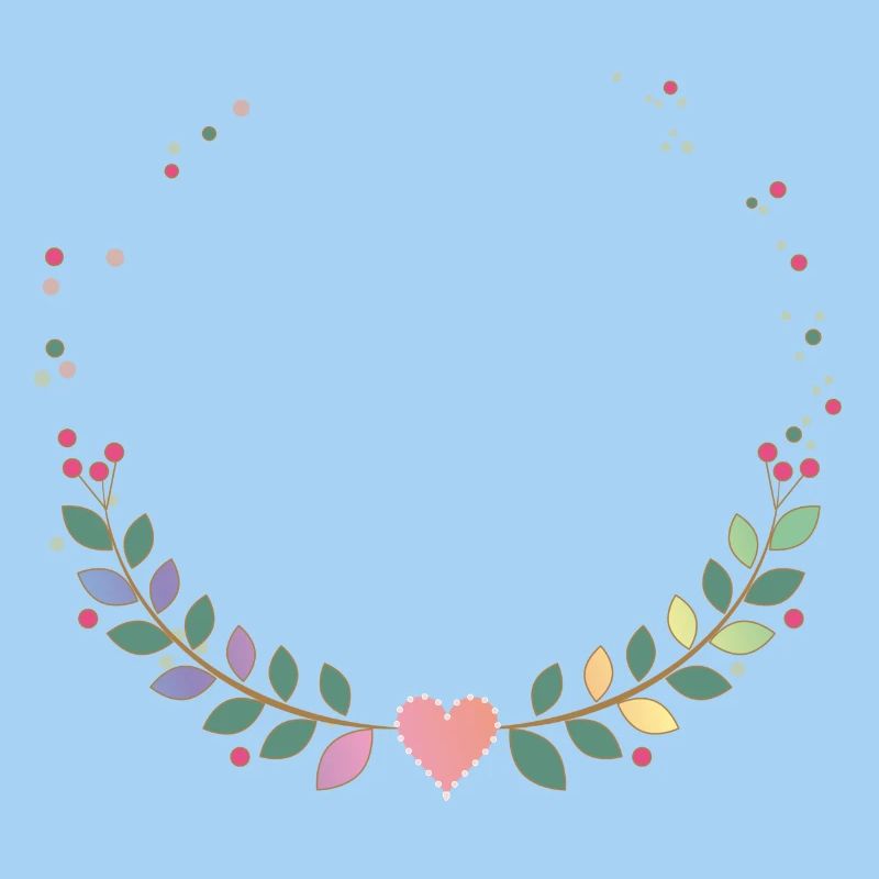 delicate frame from multi-colored branches and heart