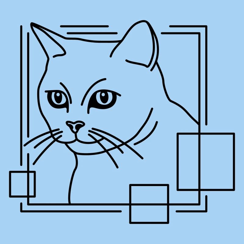 Chat en forme géométrique - Conception d’art au trait