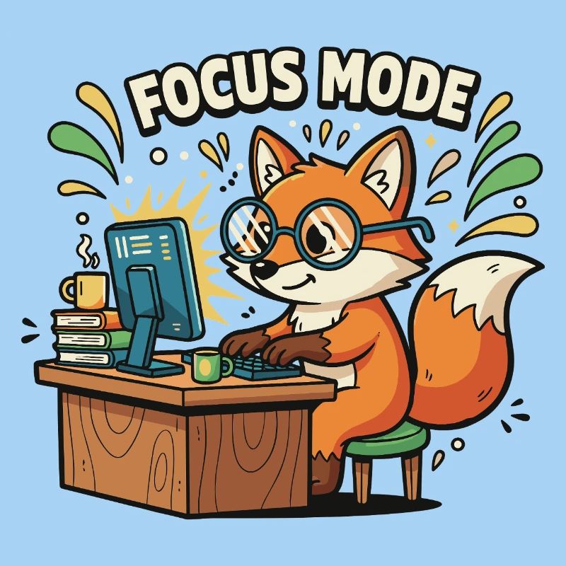 Focus mode fox on the computer