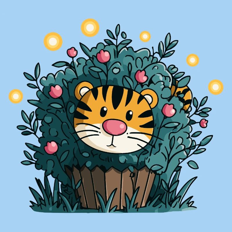 Tigre dans le buisson fleuri