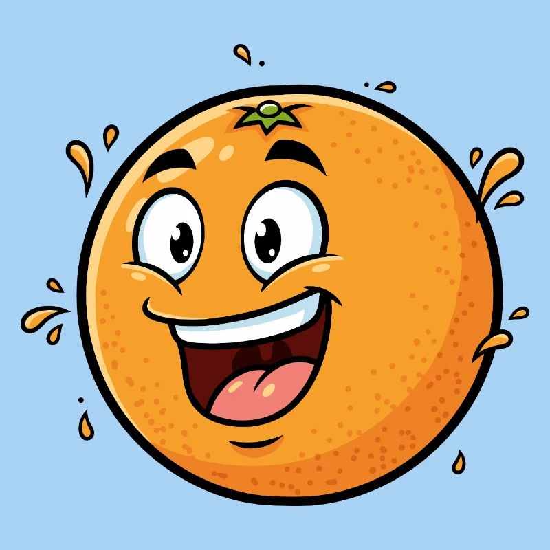Caricature orange joyeuse