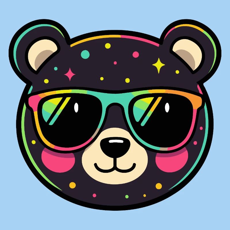 Polychromer Neon-Panda mit Brille
