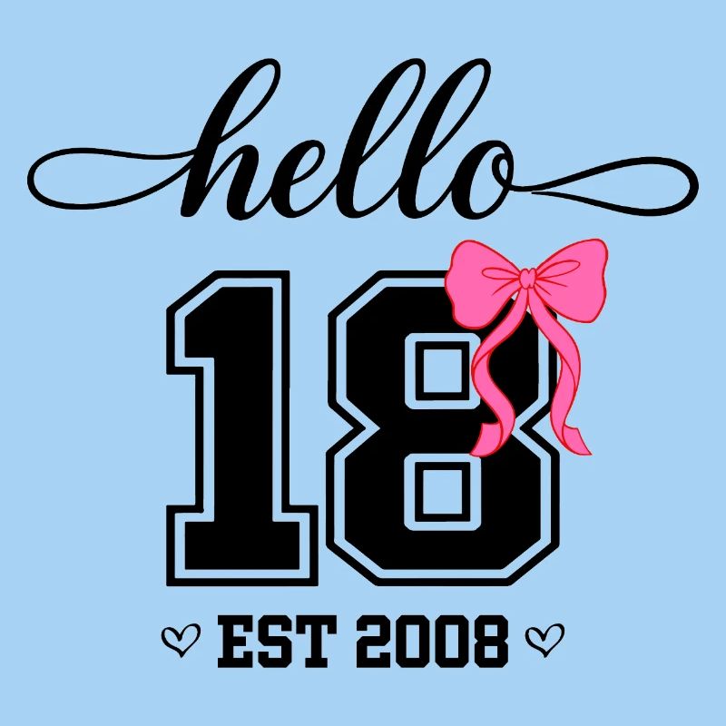 Hello 18 Est 2008 Women's Birthday Design