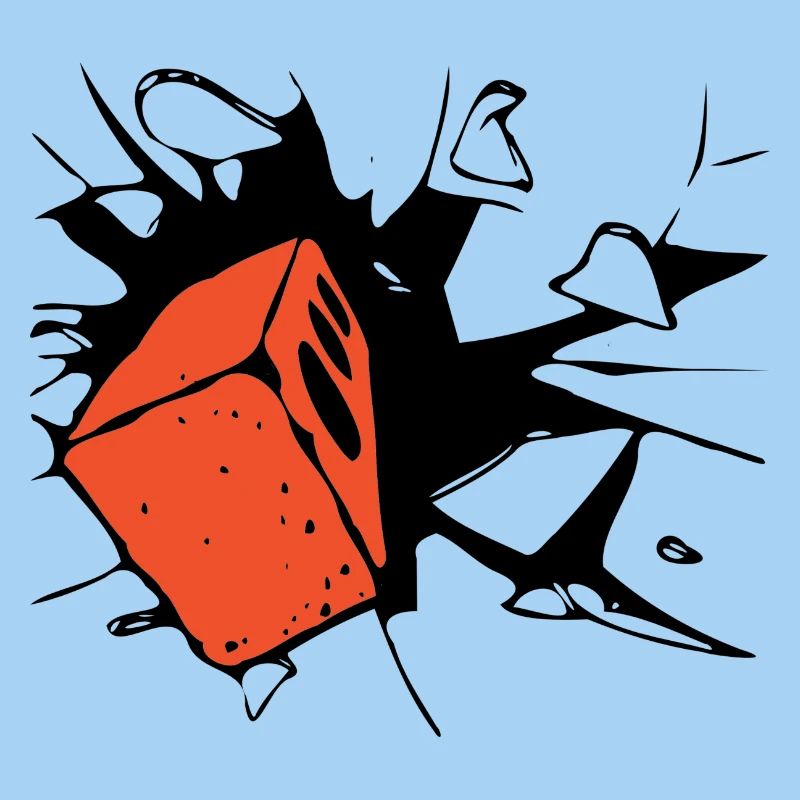 Brick crashes through
