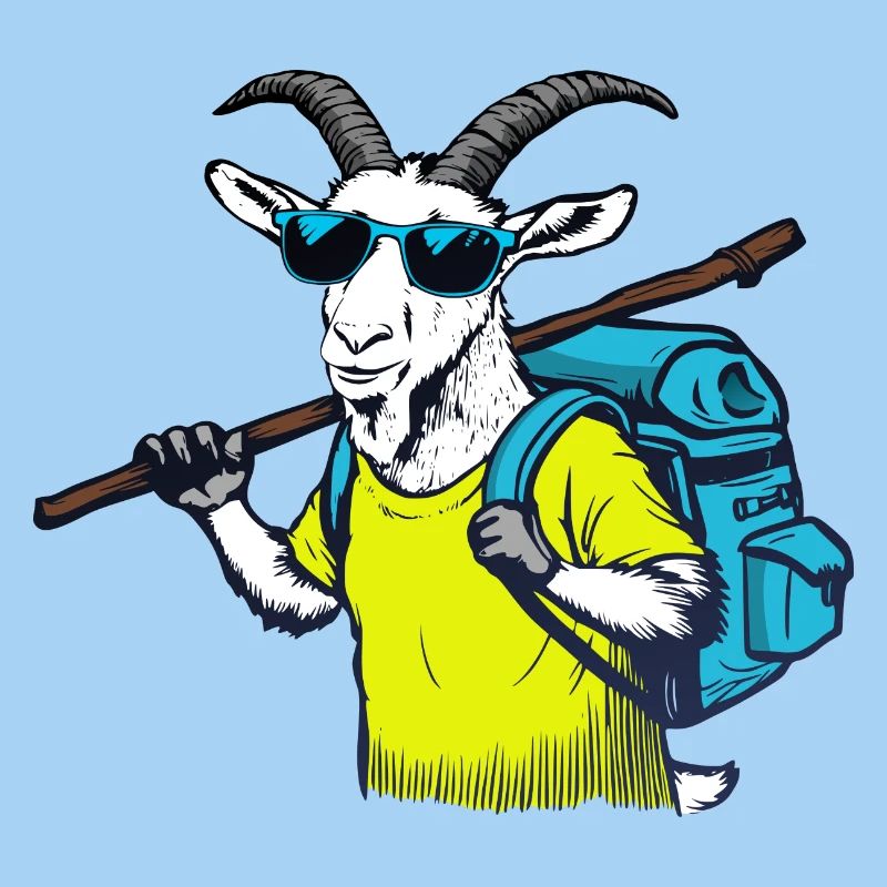Bergziege mit Rucksack