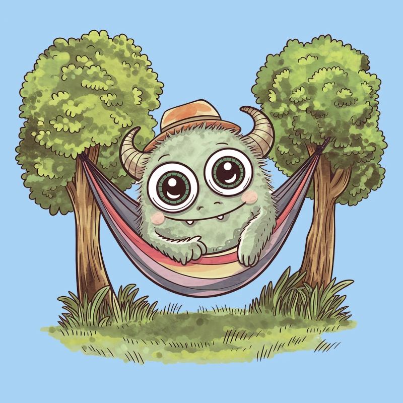 Niedliches Monster in Hängematte