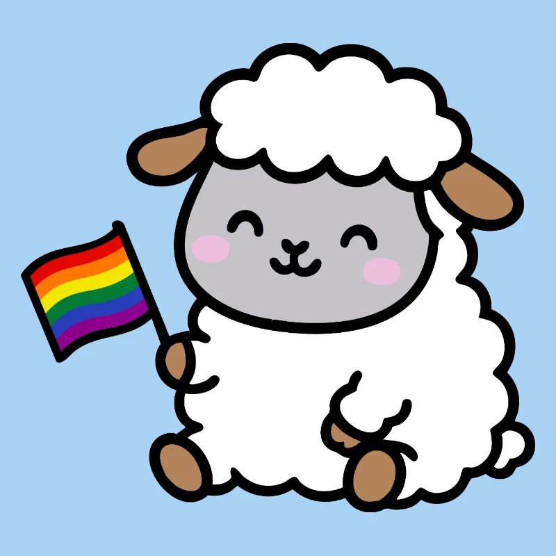 Little Pride Sheep with Rainbow Flag