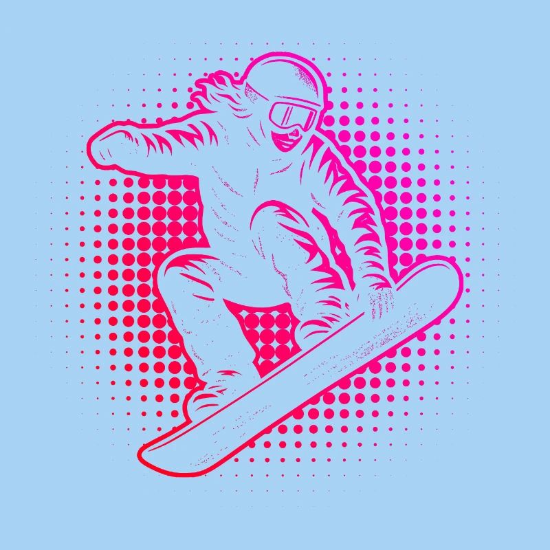 Neon Snowboarder Halftone Stil