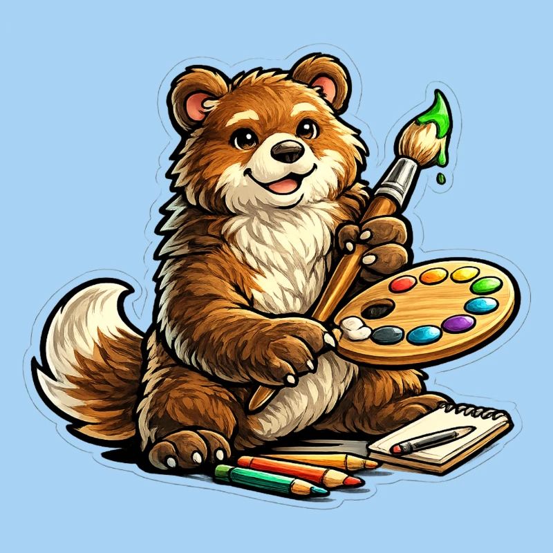 Bär mit Farbpalette Kunst