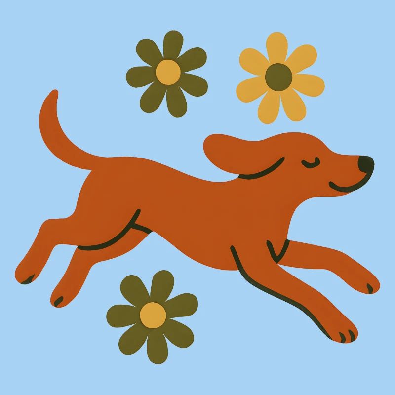 Chien joyeux dans le parc de fleurs