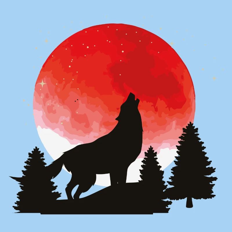 Wolf's Call on the Red Moon