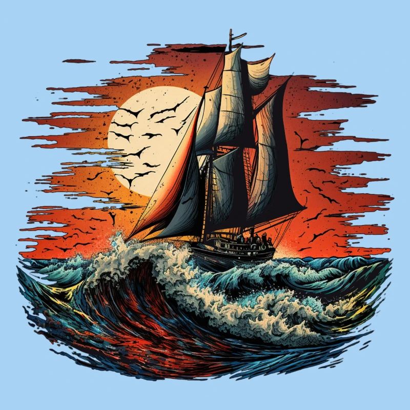 Sailing ship at full speed
