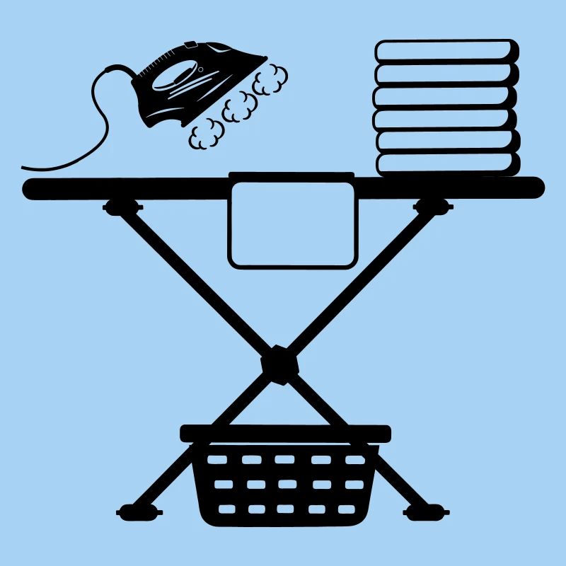 Steam iron iron and laundry basket and laundry
