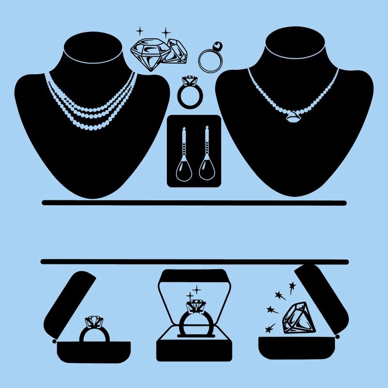 Logo de bijoutier avec bagues, diamants