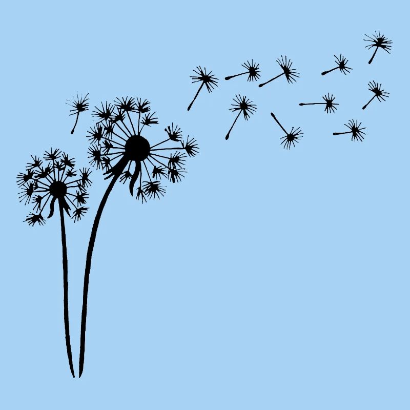 Schwarzer Löwenzahn im Wind