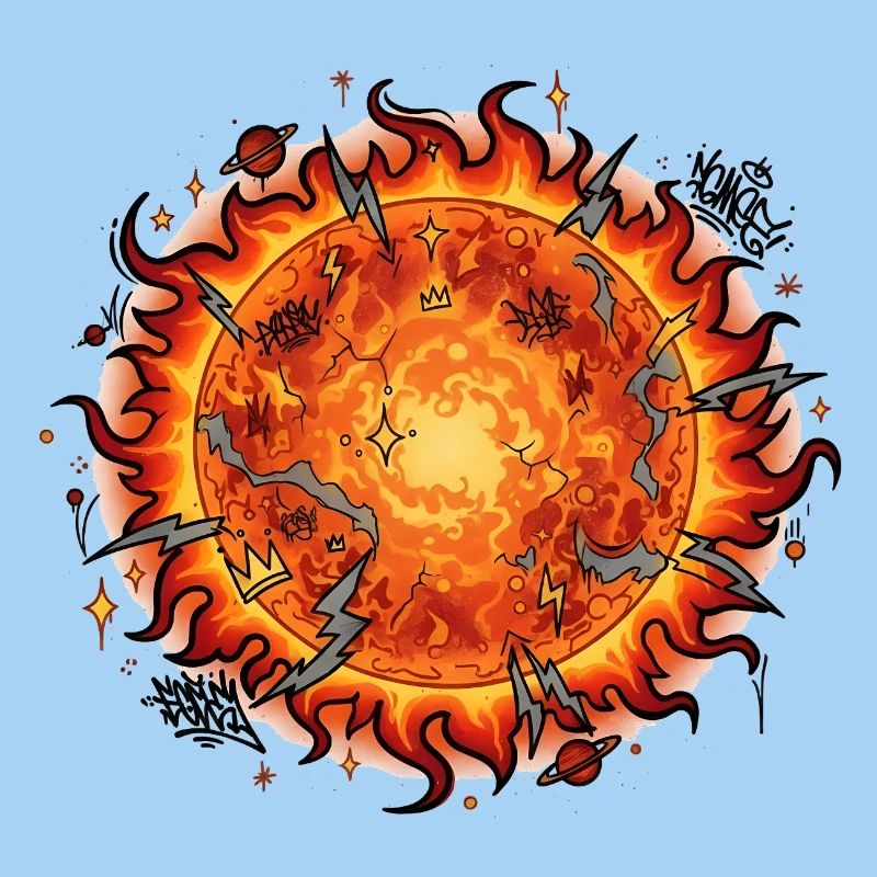 Flaming Sun Ball Explosion
