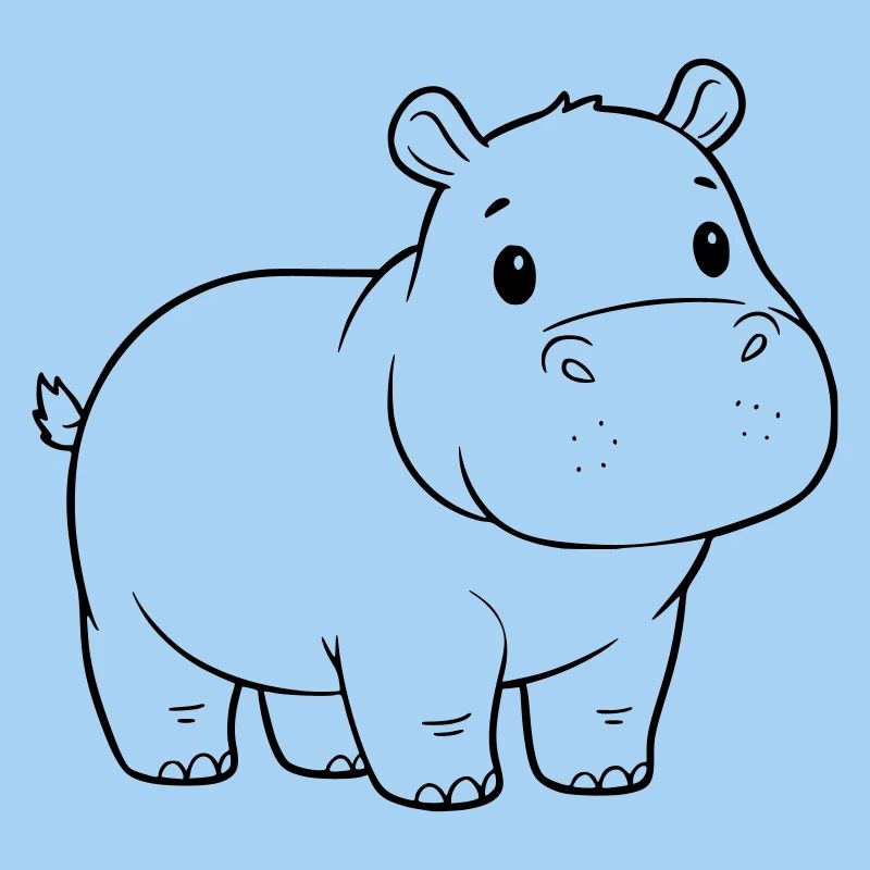 Süßes Baby Nilpferd Comic Outline