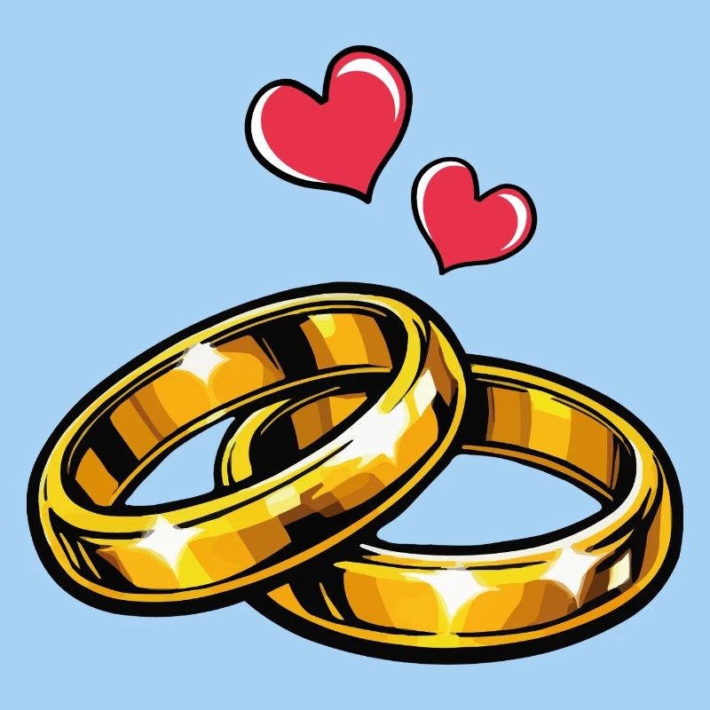 Goldene Eheringe mit Herzen