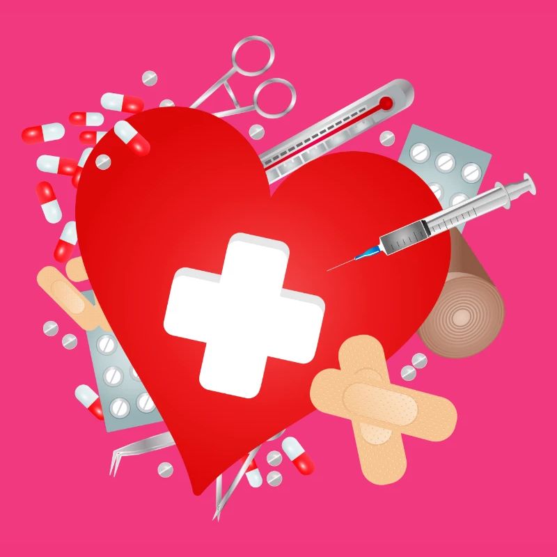 Erste Hilfe Set oder Reiseapotheke mit Herz