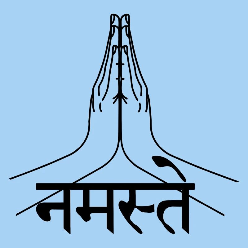 Namaste Sanskrit geschriebene Hände