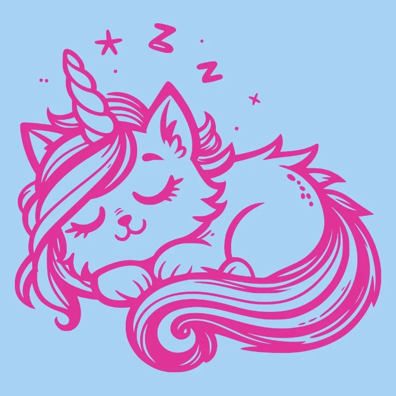 Schlafende Einhornkatze (pink)