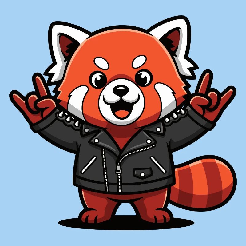 Roter Panda in Lederjacke
